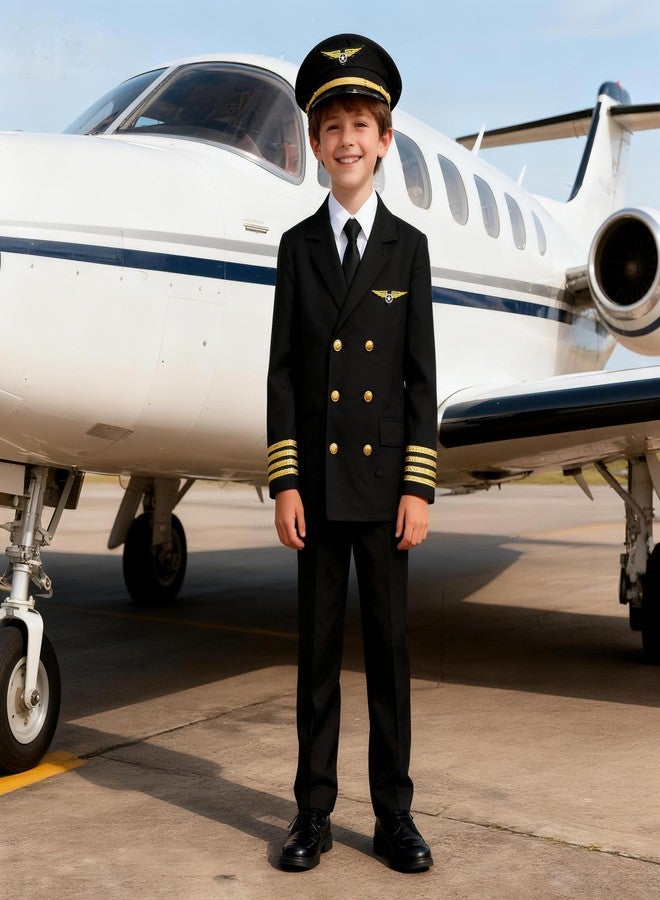 Davsolly Kids Pilot Uniform Boys Airline Captain Costume for Halloween Cosplay Birthday Party Gifts - Image 5